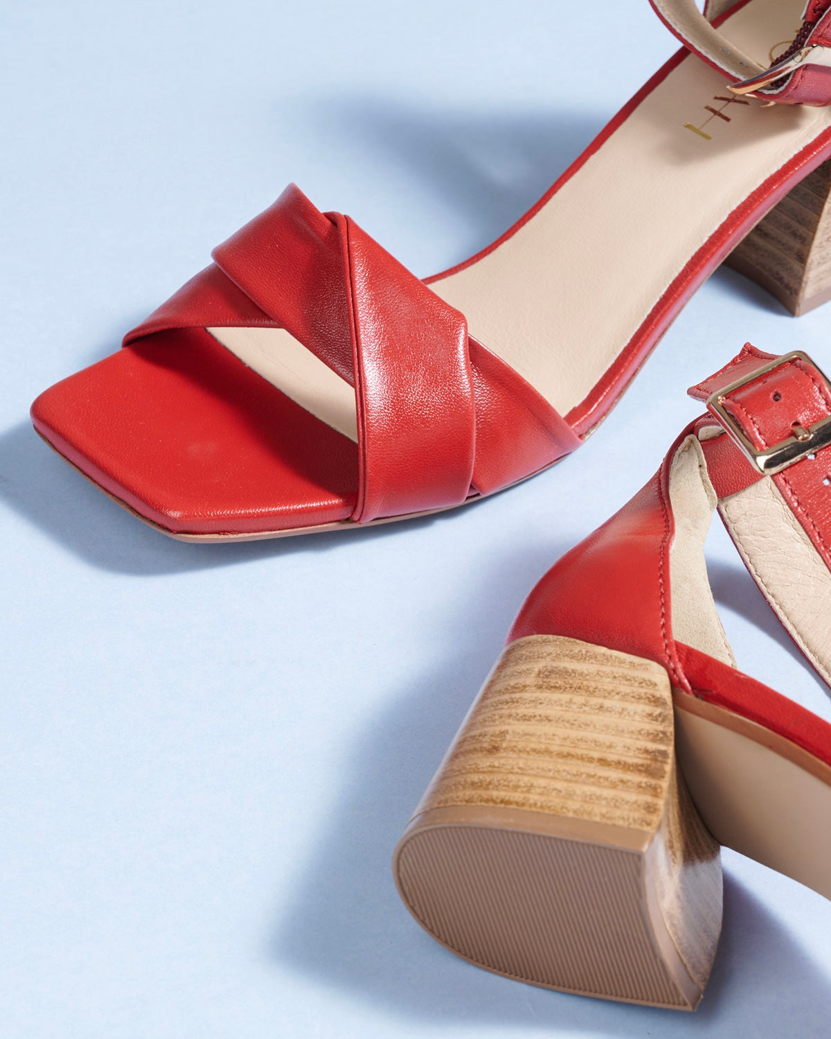 Twirl Leather Block Heels