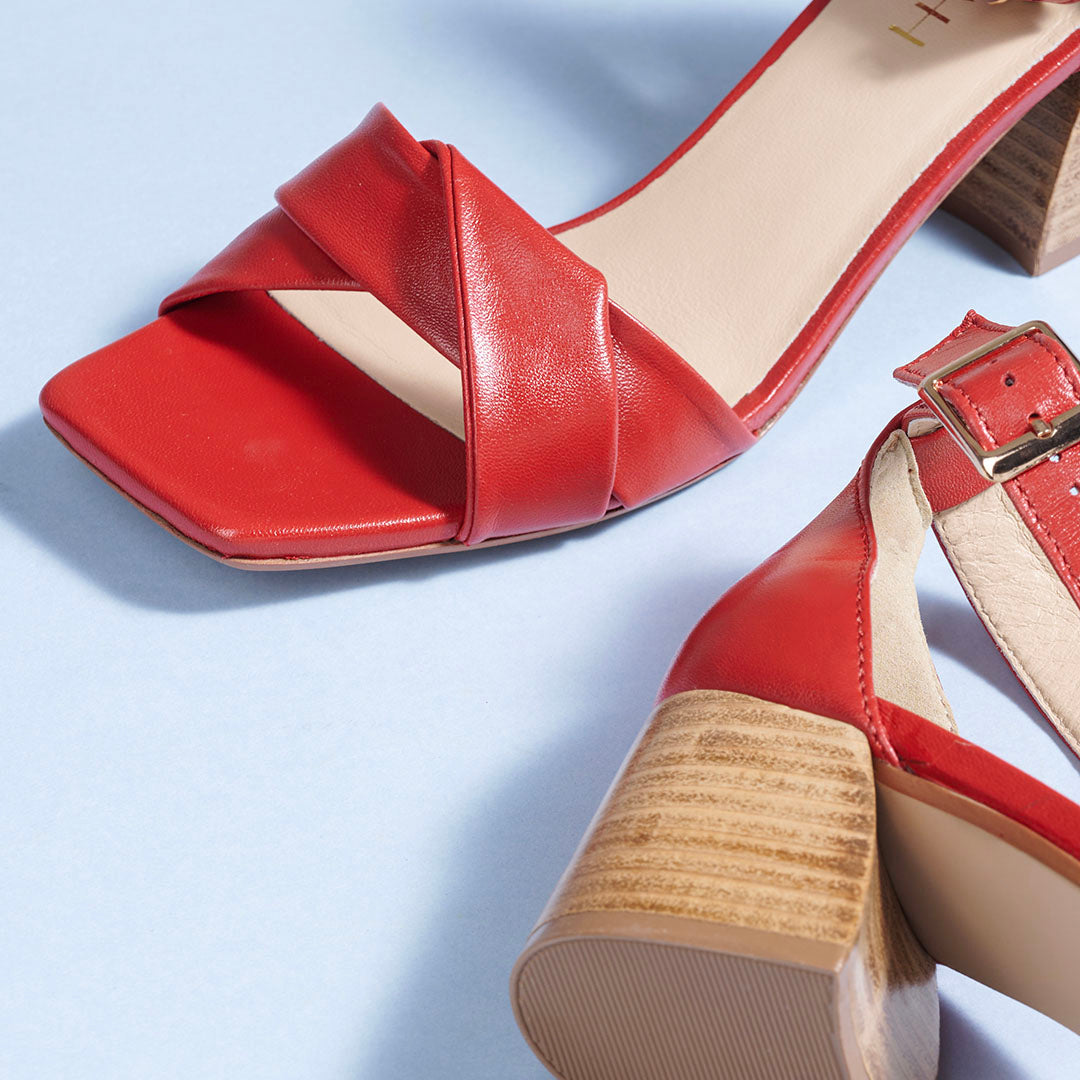 Twirl Leather Block Heels
