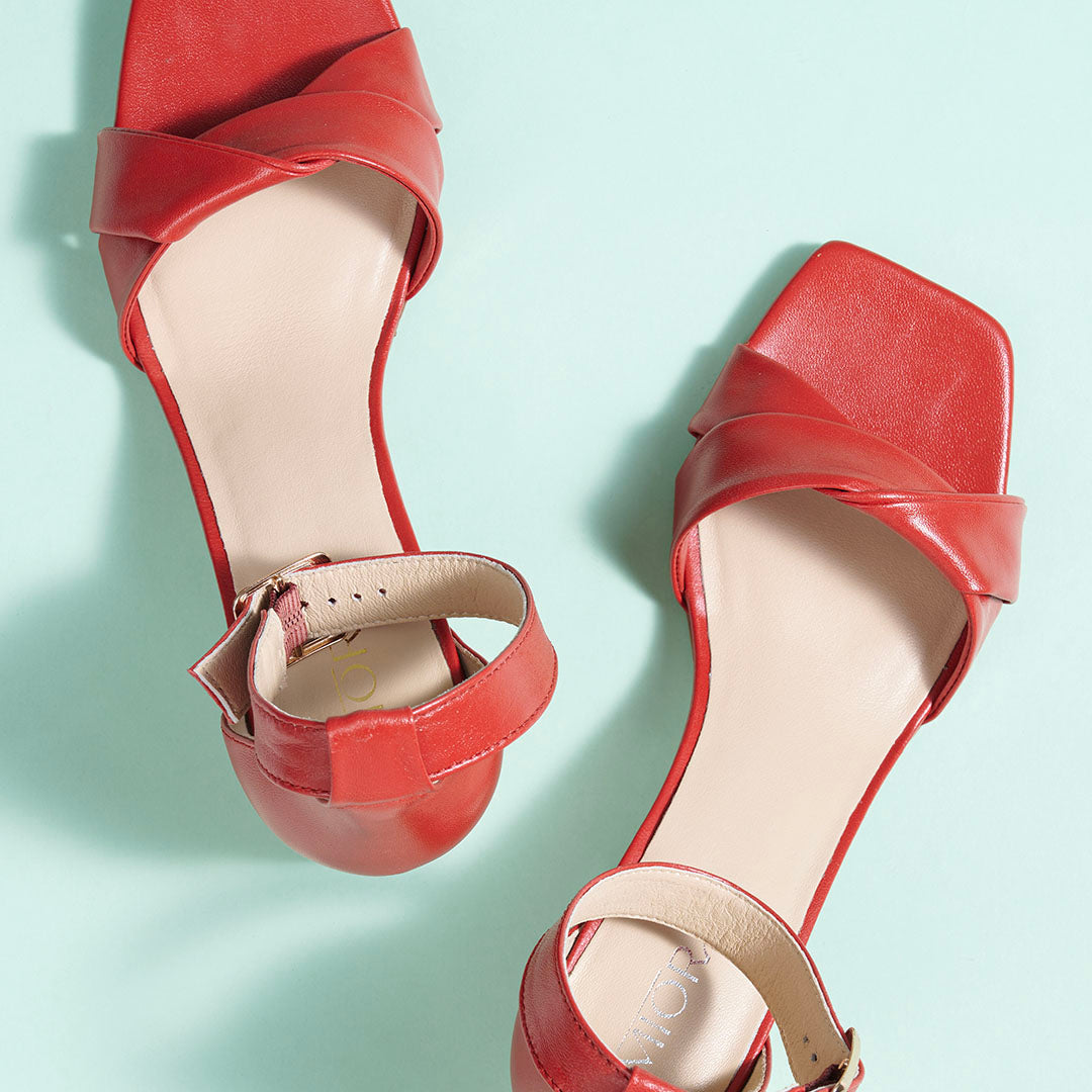 Twirl Leather Block Heels