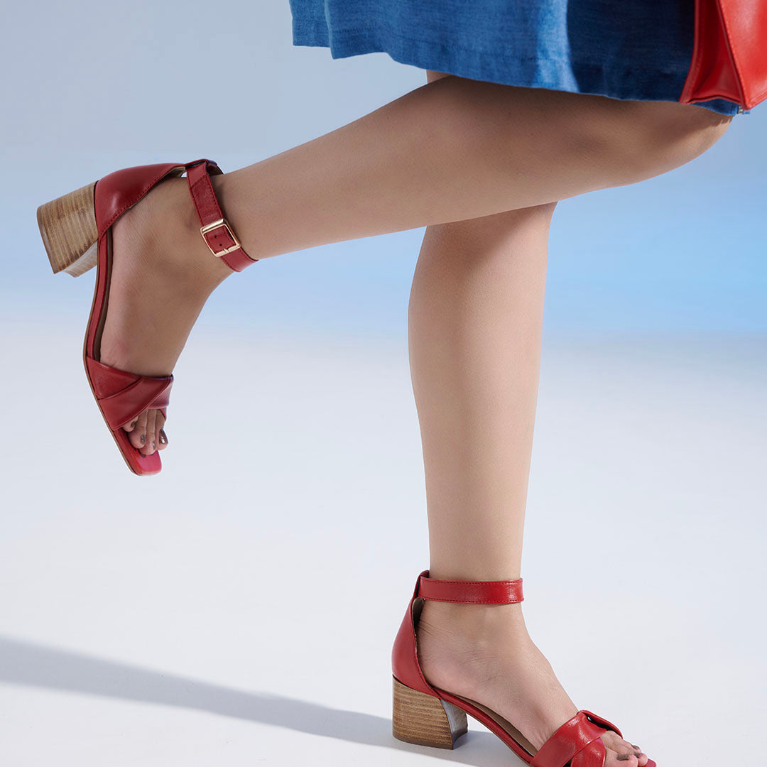 Twirl Leather Block Heels