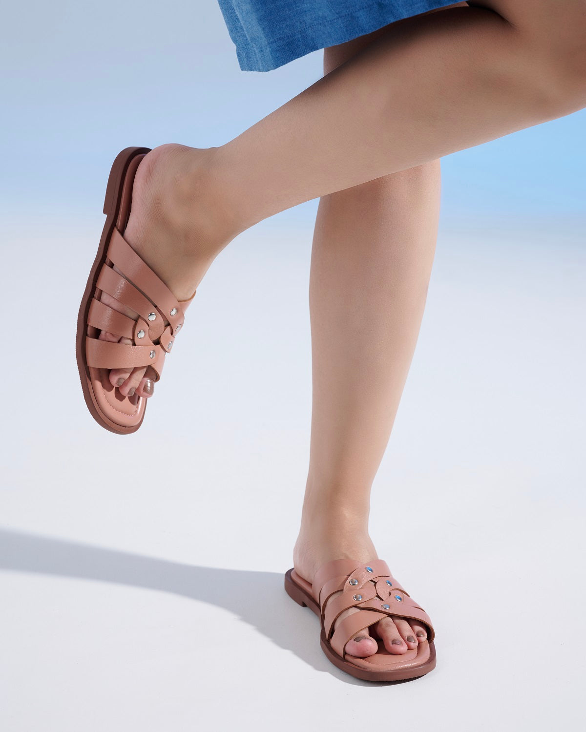 Ivy Leather Stud Flats