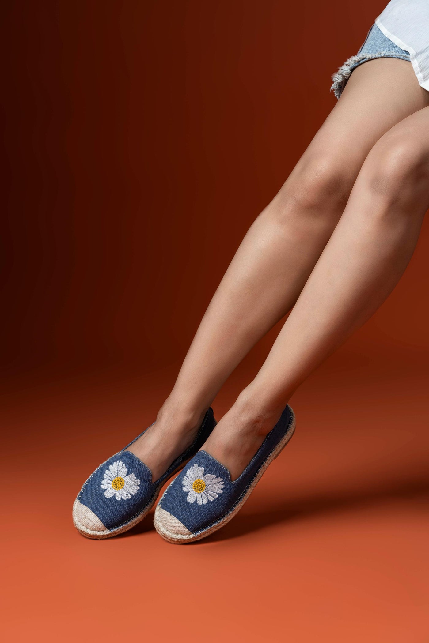 Florin Denim Embroidered Espadrilles