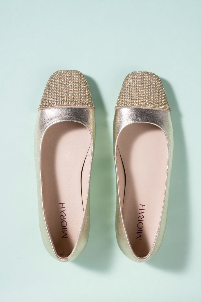 Charm Metallic Leather Stud Ballerines