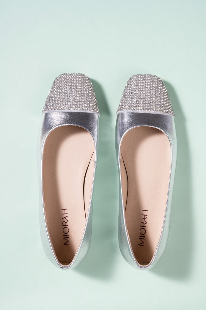 Charm Metallic Leather Stud Ballerines