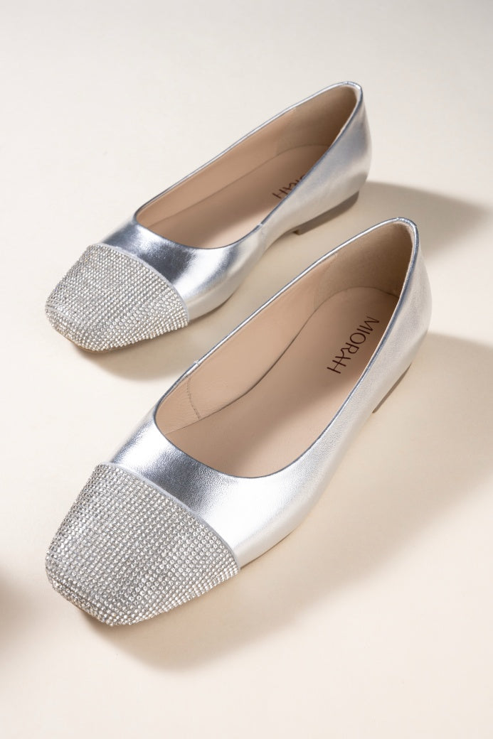 Charm Metallic Leather Stud Ballerines