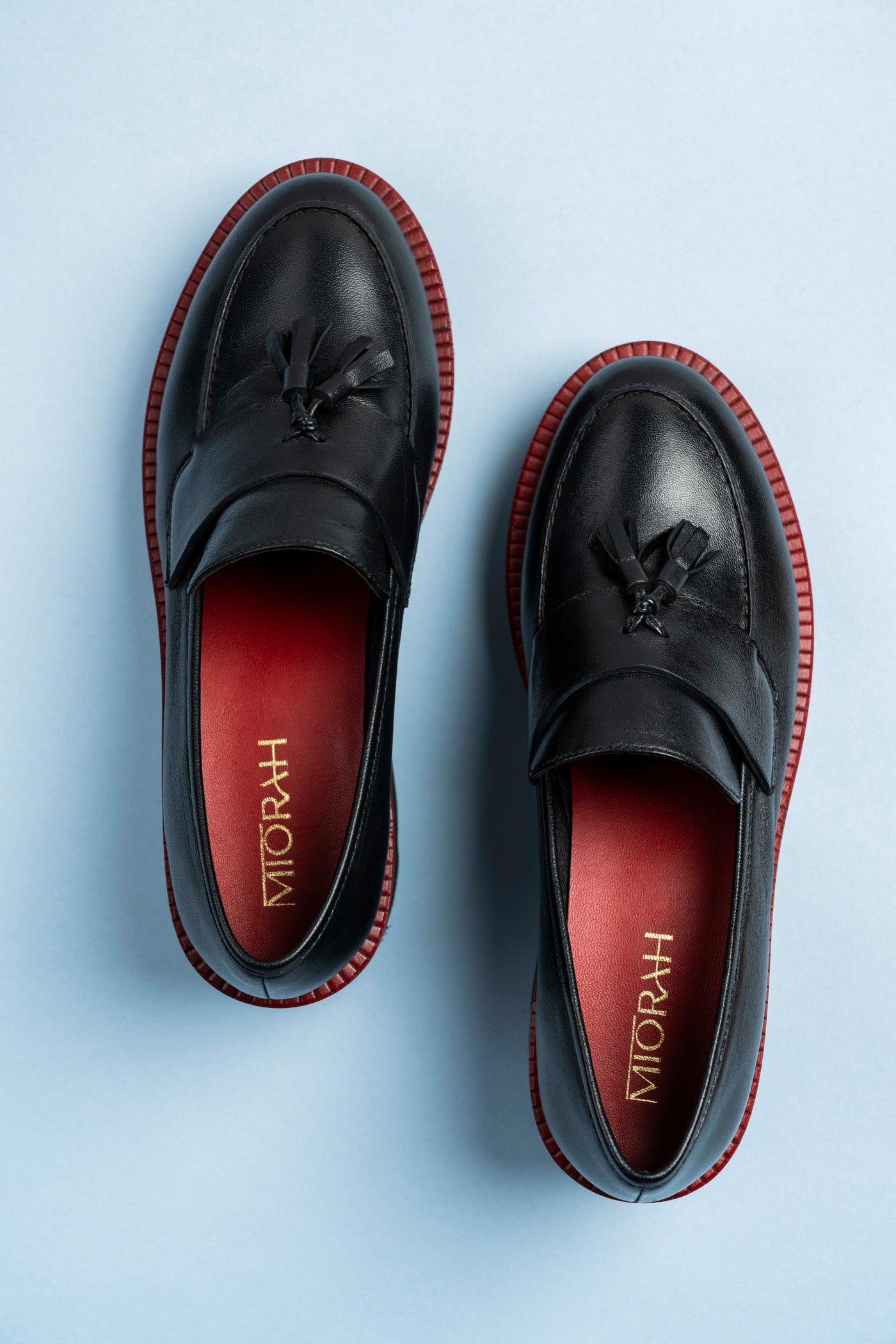 Rogue Black Leather Platform Loafers