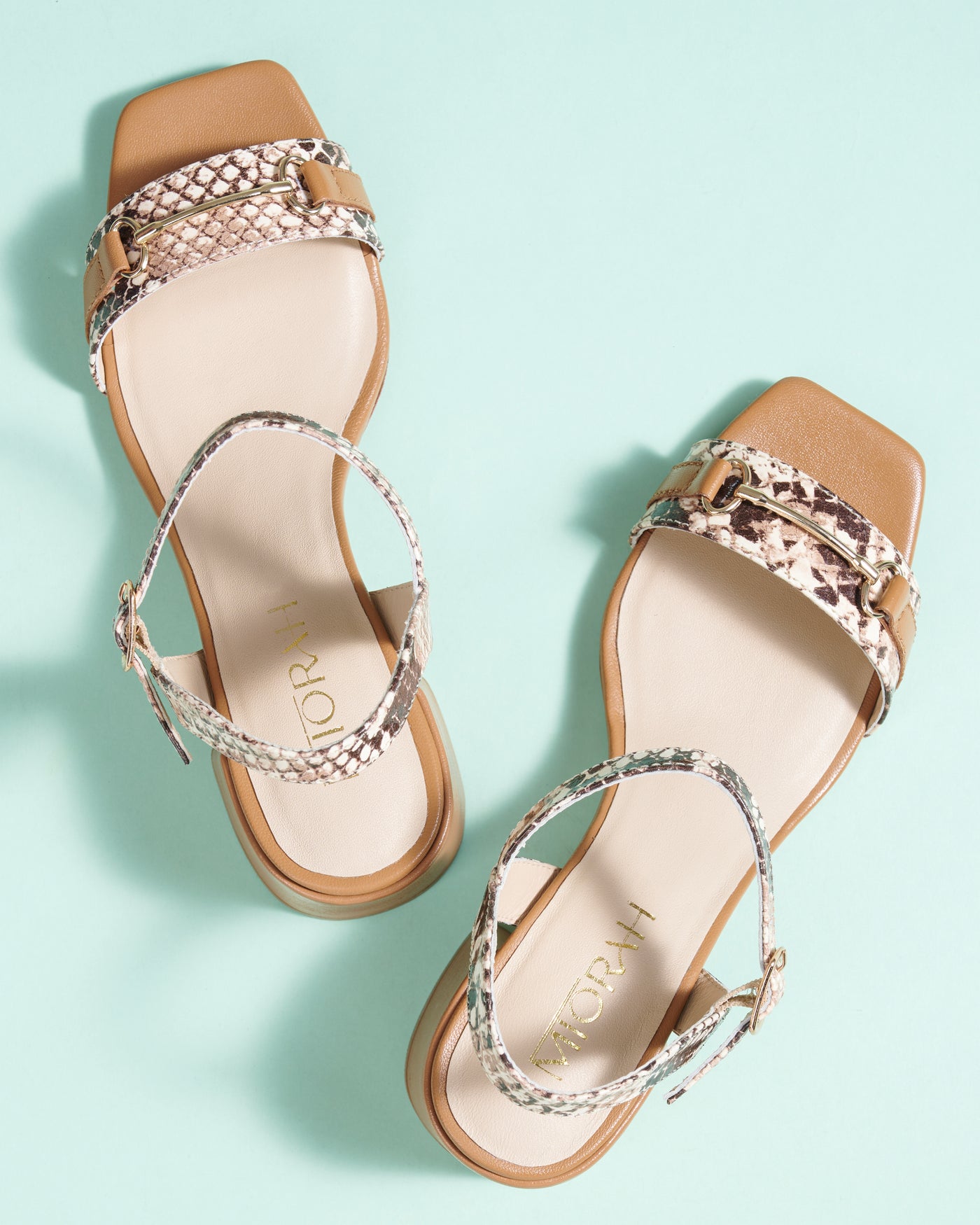 Bella Leather Snake Print Heels