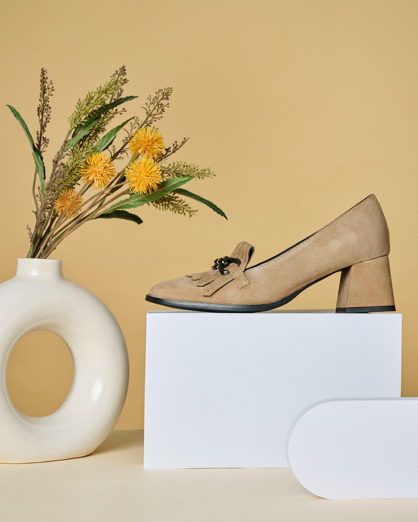 Luxe Suede Leather Block Heels