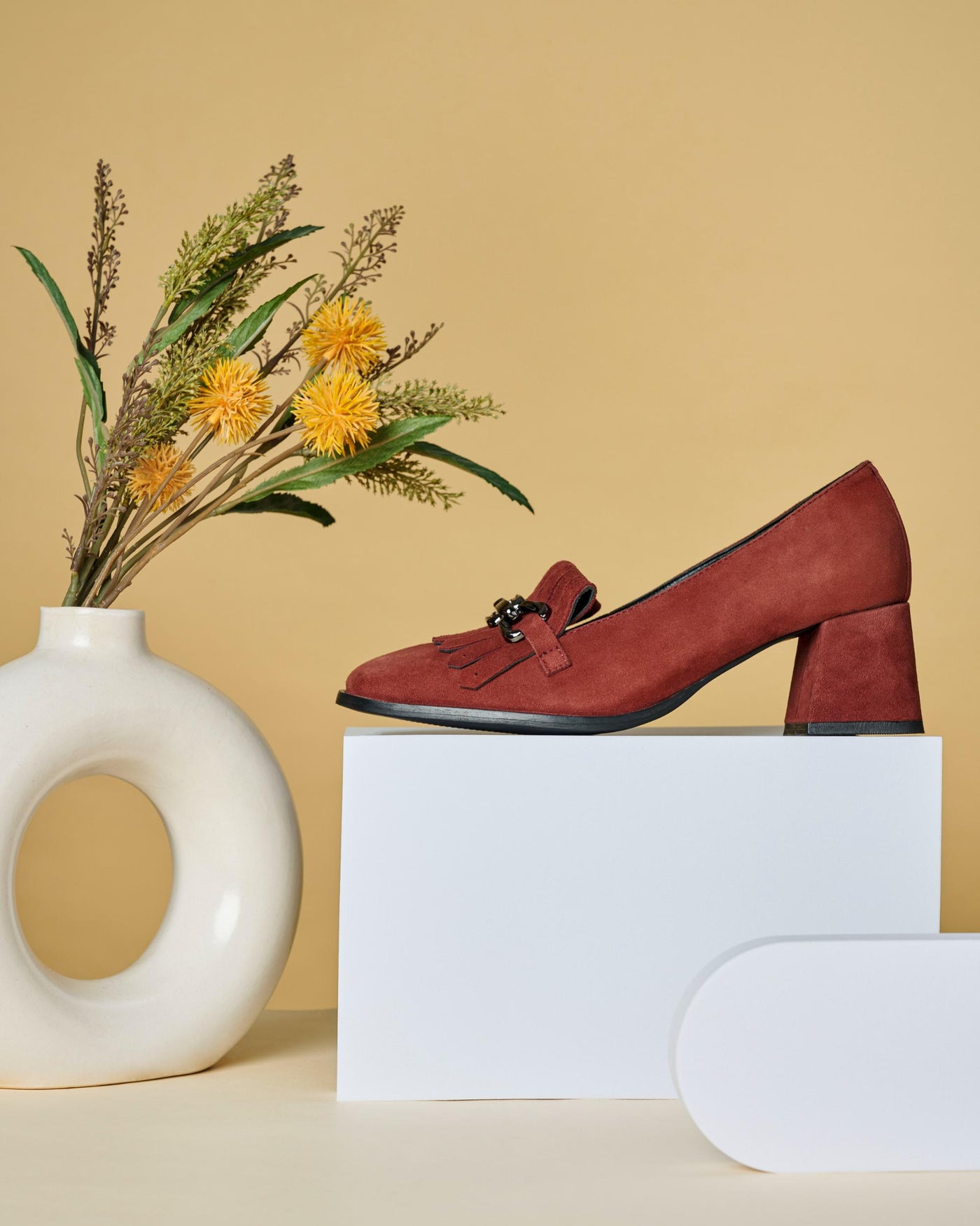 Luxe Suede Leather Block Heels