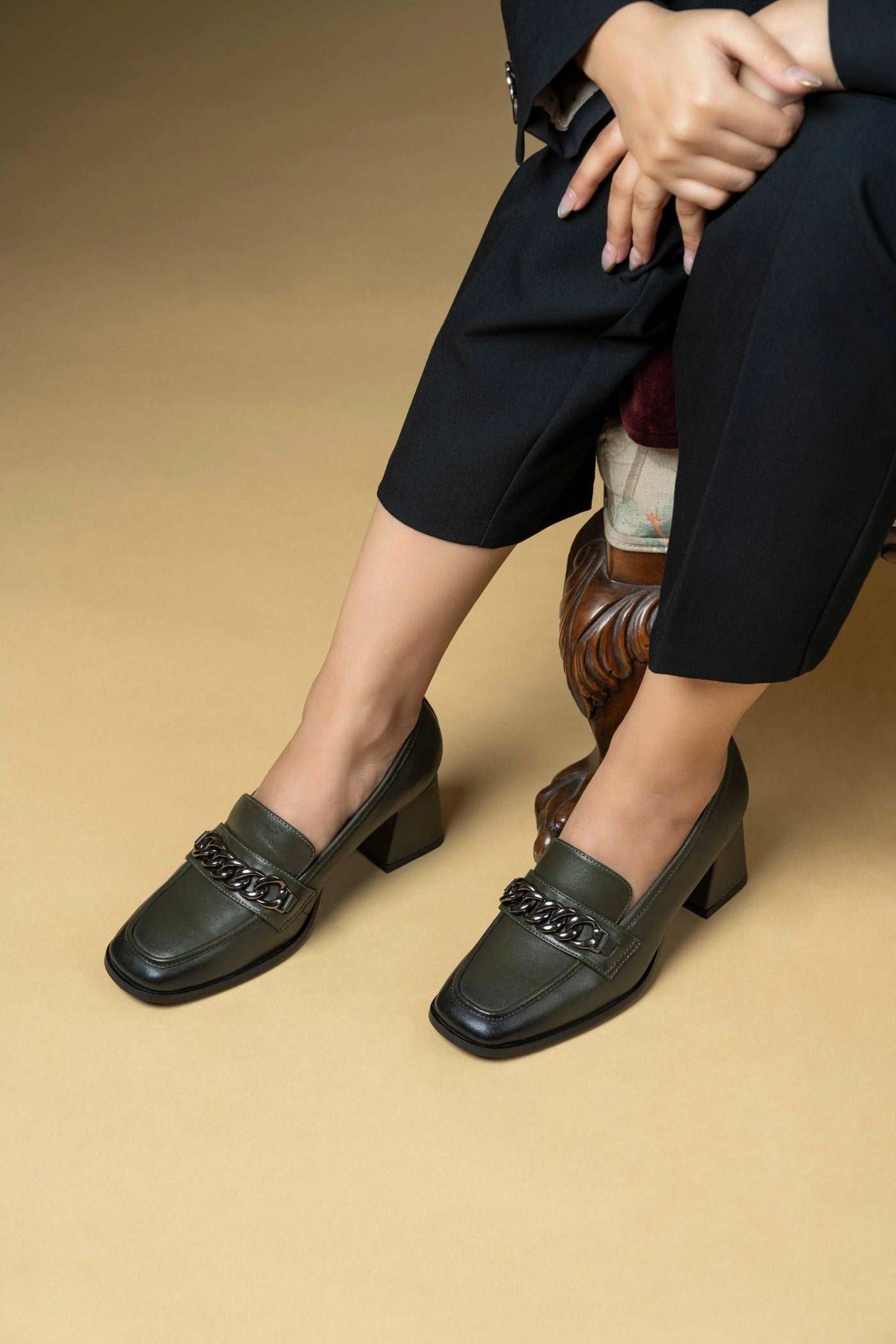 Chic Leather Block Heels
