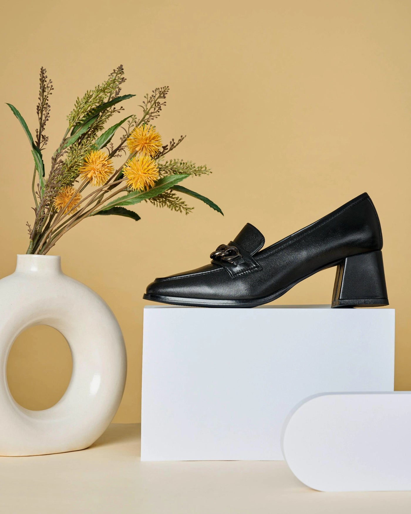 Chic Leather Block Heels