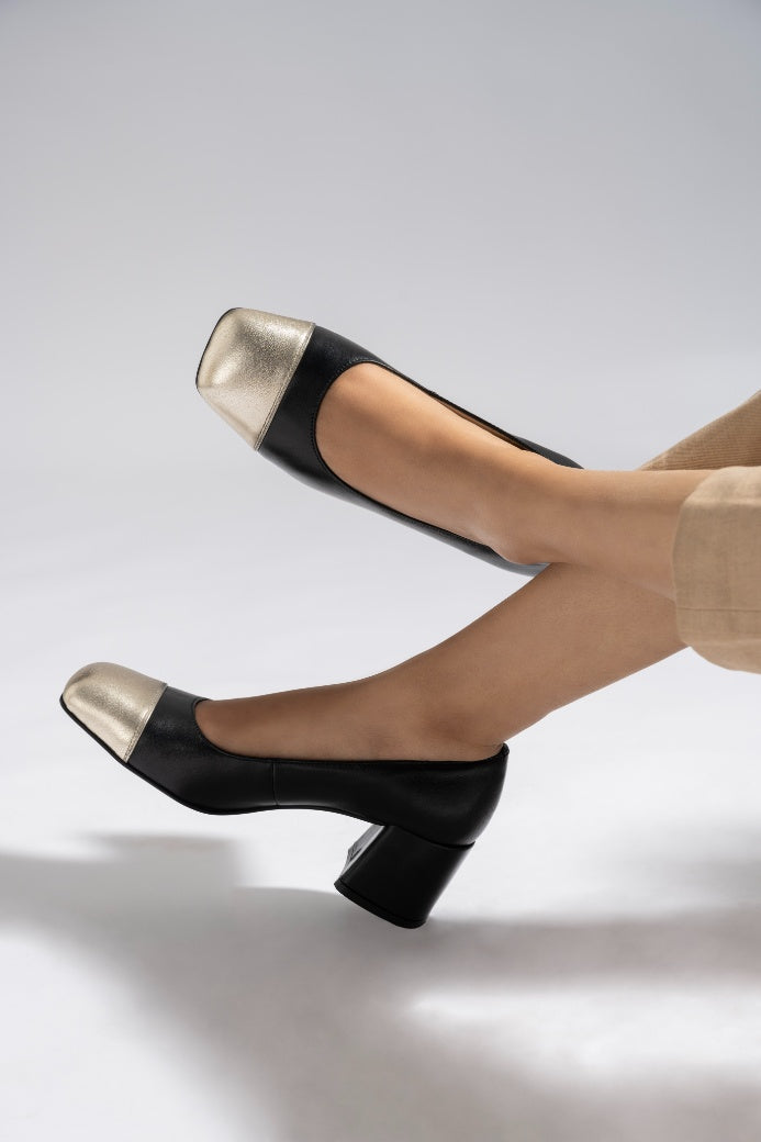 Radiant Leather Block Heels