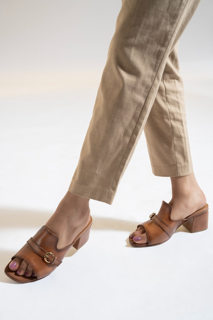Splendor Leather Casual Block Heels