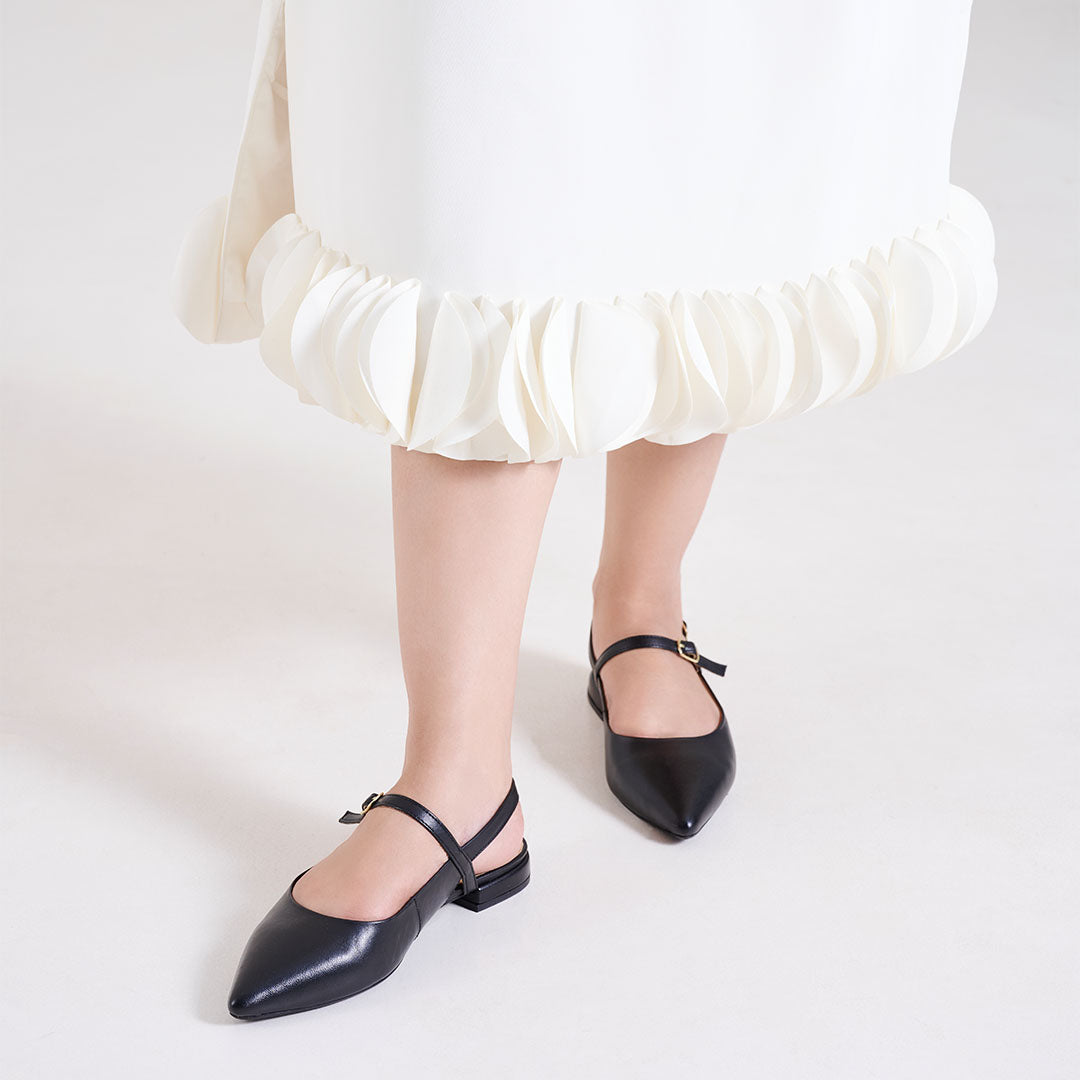 Avira Women Embellished Leather Sling Back Flat heel