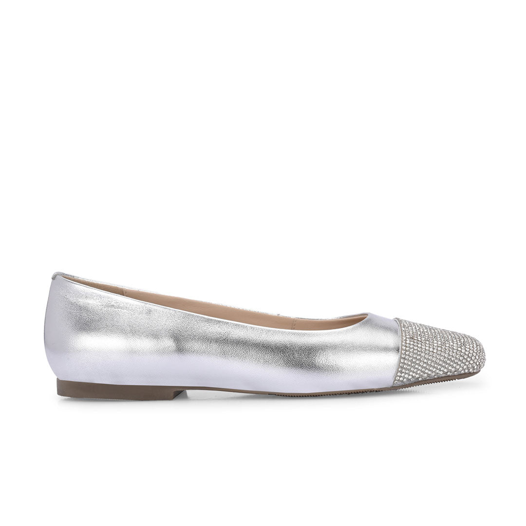 Charm Metallic Leather Stud Ballerines