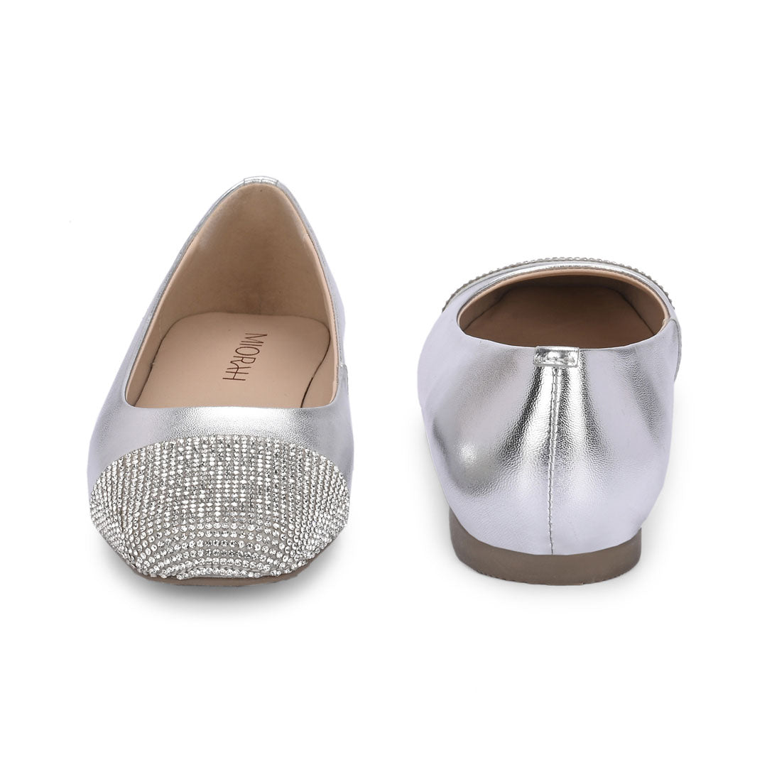 Charm Metallic Leather Stud Ballerines