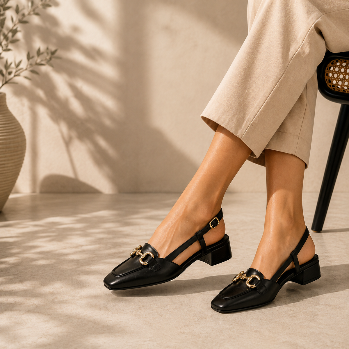 Majestic Leather Block Heels