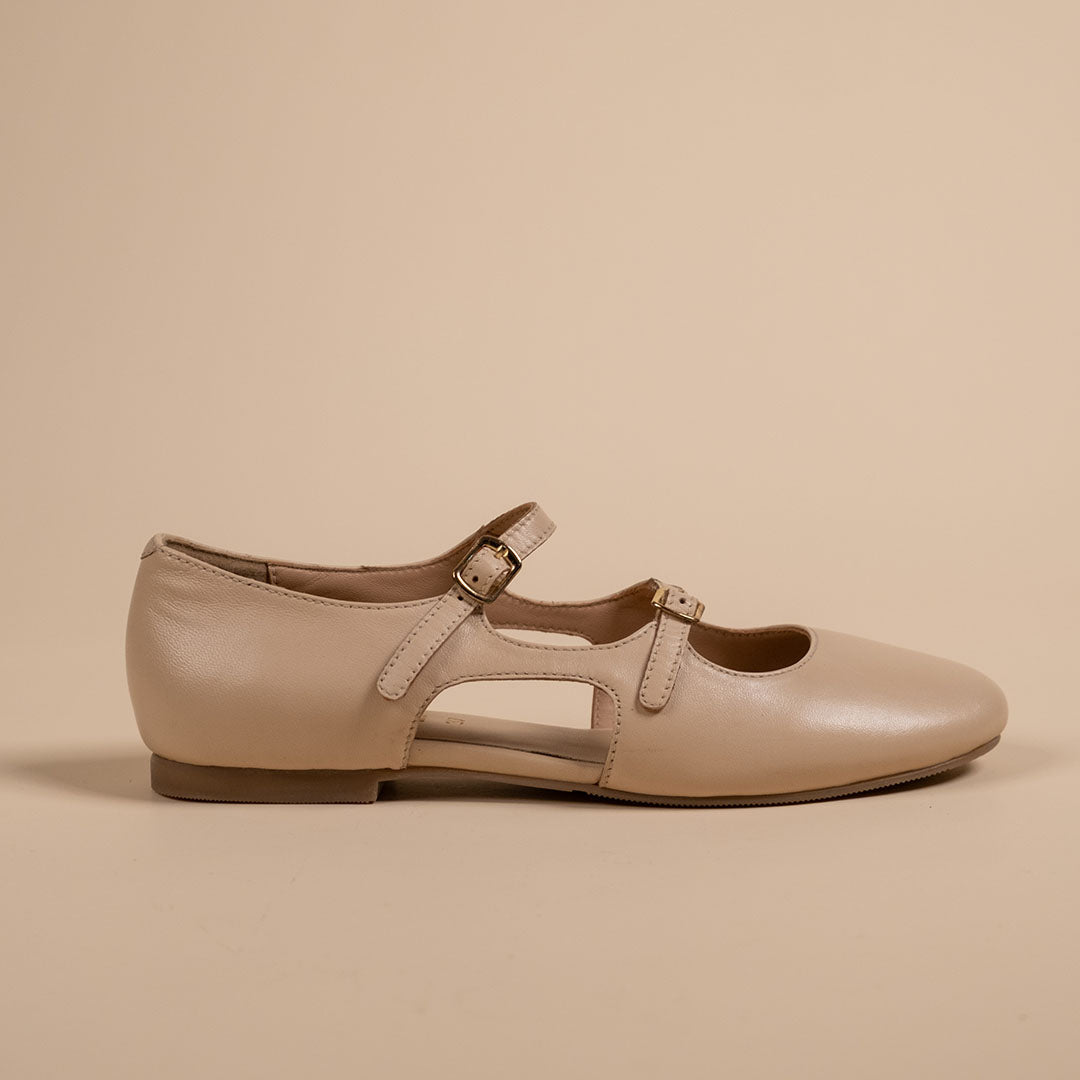 Bloss Nude Leather Ballerinas