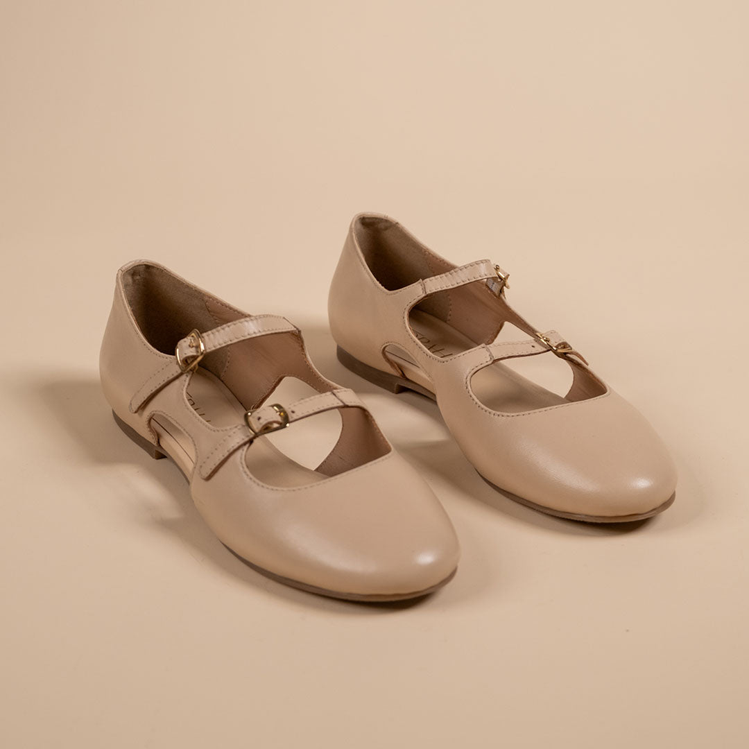 Bloss Nude Leather Ballerinas