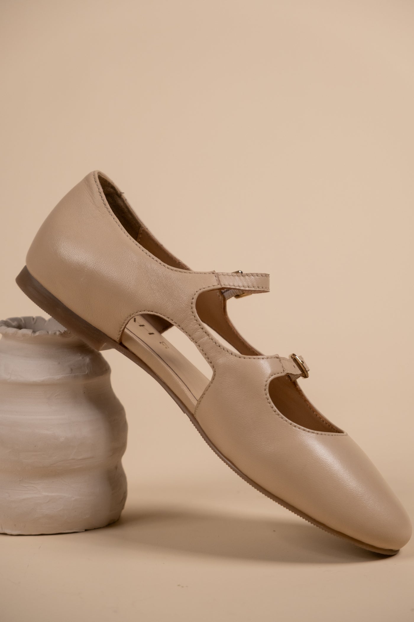 Bloss Nude Leather Ballerinas