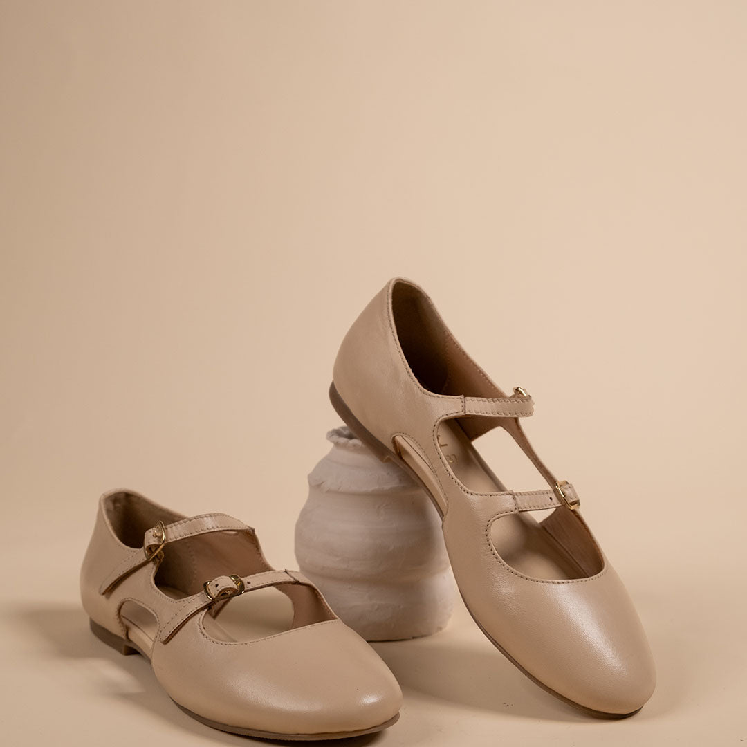 Bloss Nude Leather Ballerinas