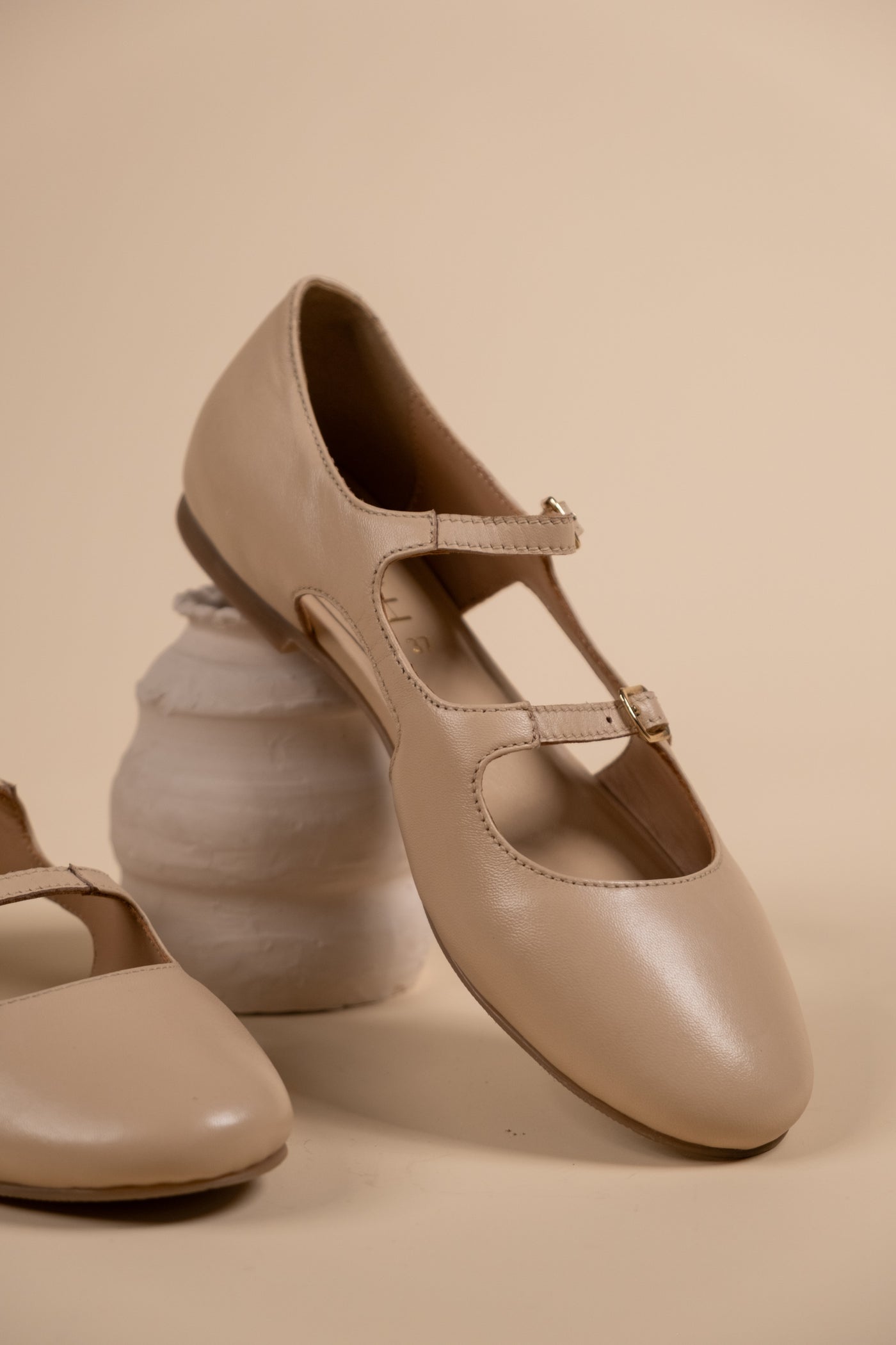 Bloss Nude Leather Ballerinas