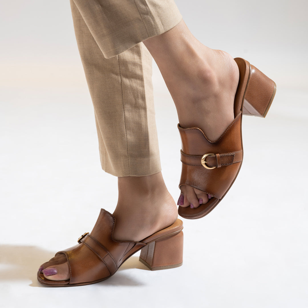 Splendor Leather Casual Block Heels