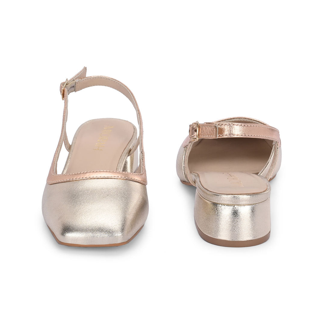 Vogue Golden Metallic Leather Block Heels