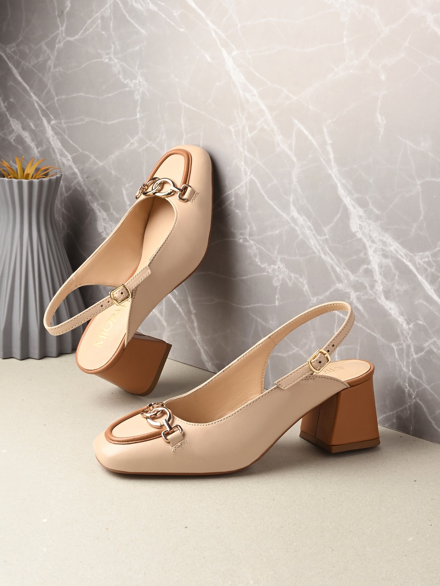 Elle Leather Block Heels