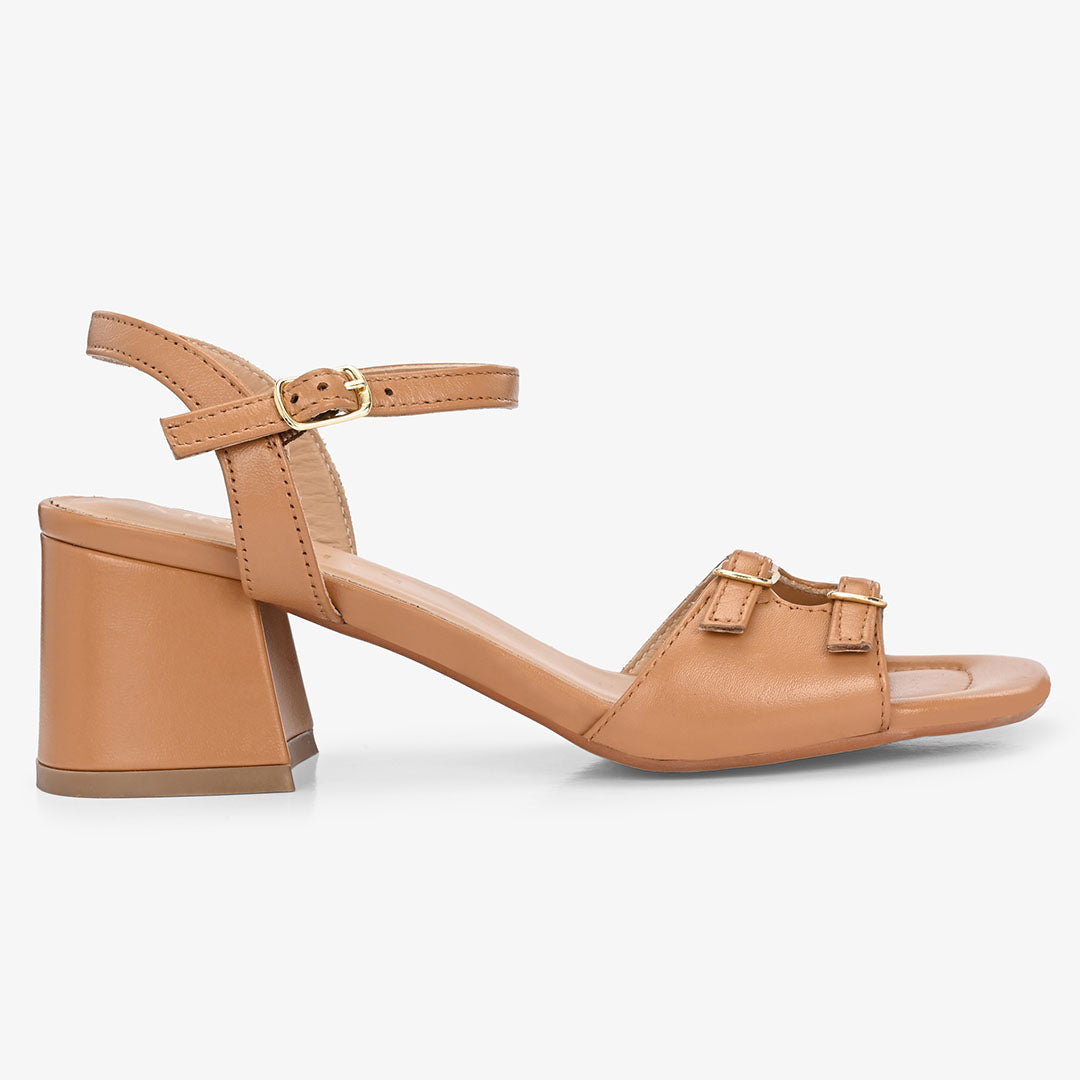 Roselle Leather Strappy Block Heels