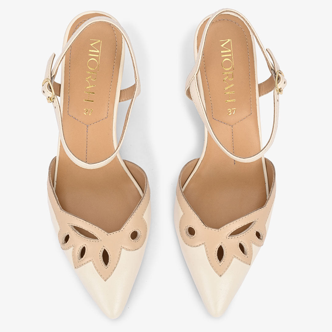 Elysia Snake Print Leather Ankle Strap Heels