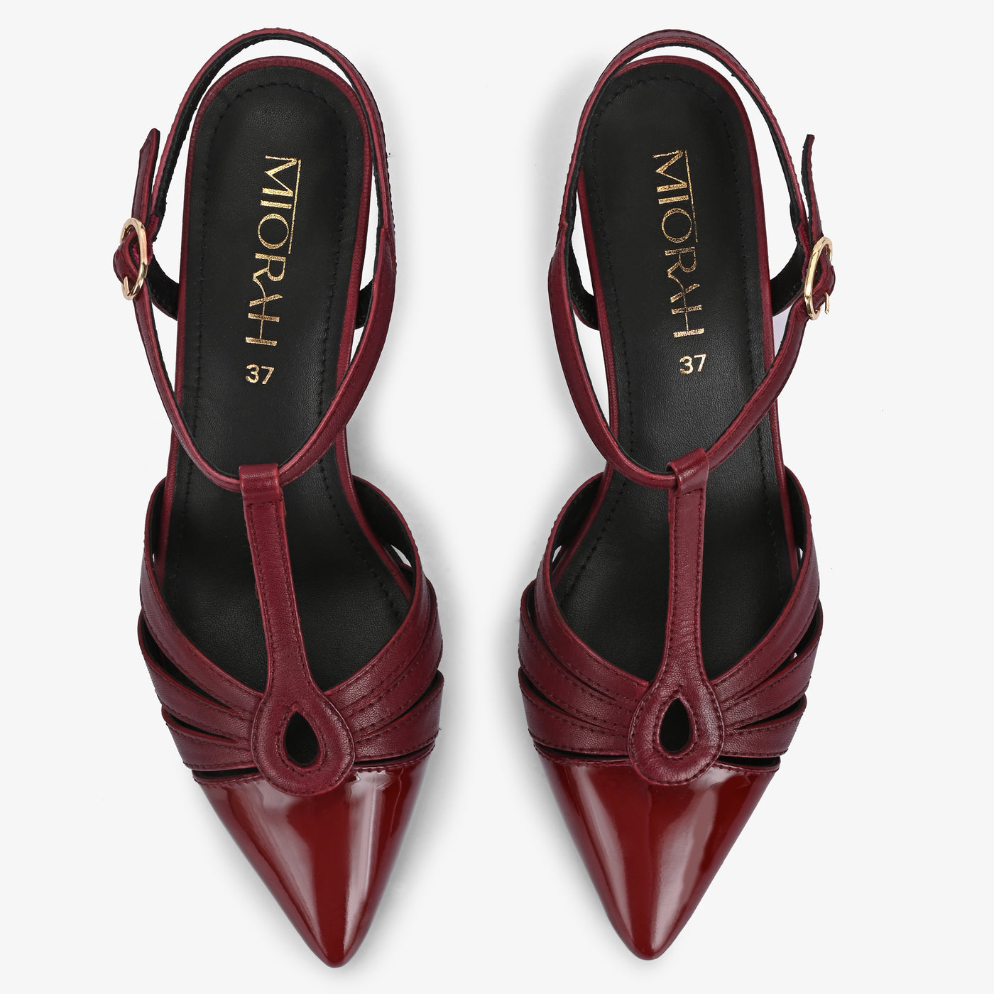 Amara Leather Ankle Strap Kitten Heels