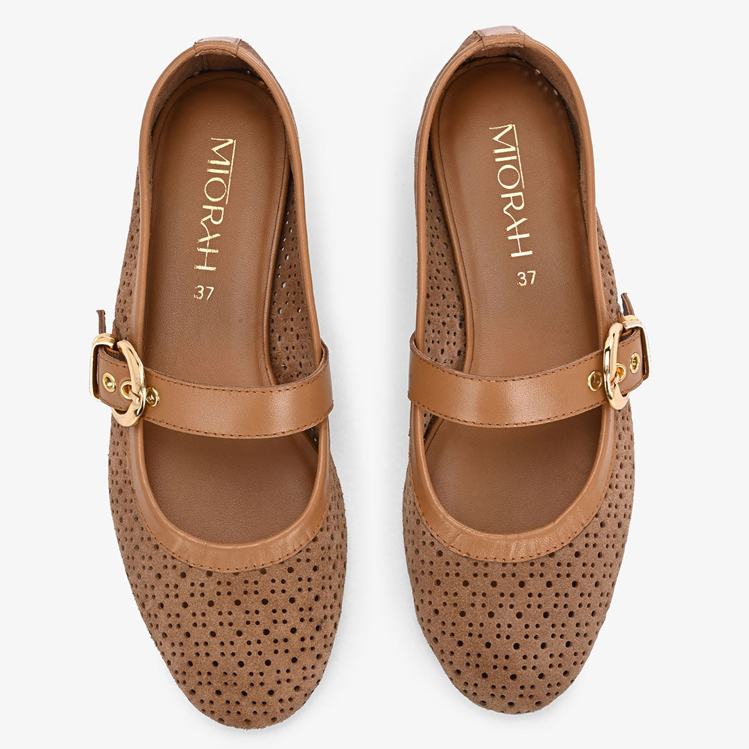 Juno Leather Strapy Ballerina
