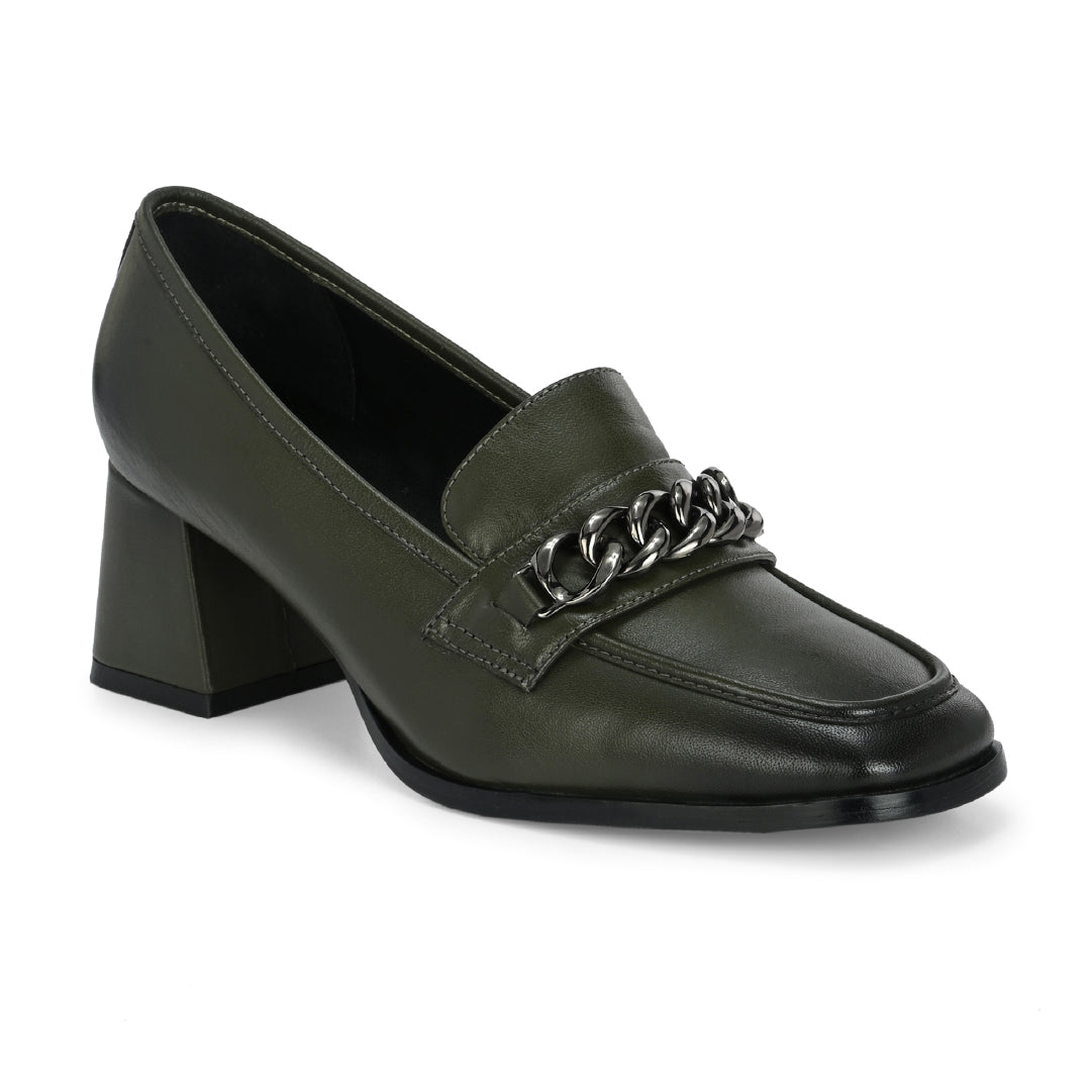 Chic Leather Block Heels