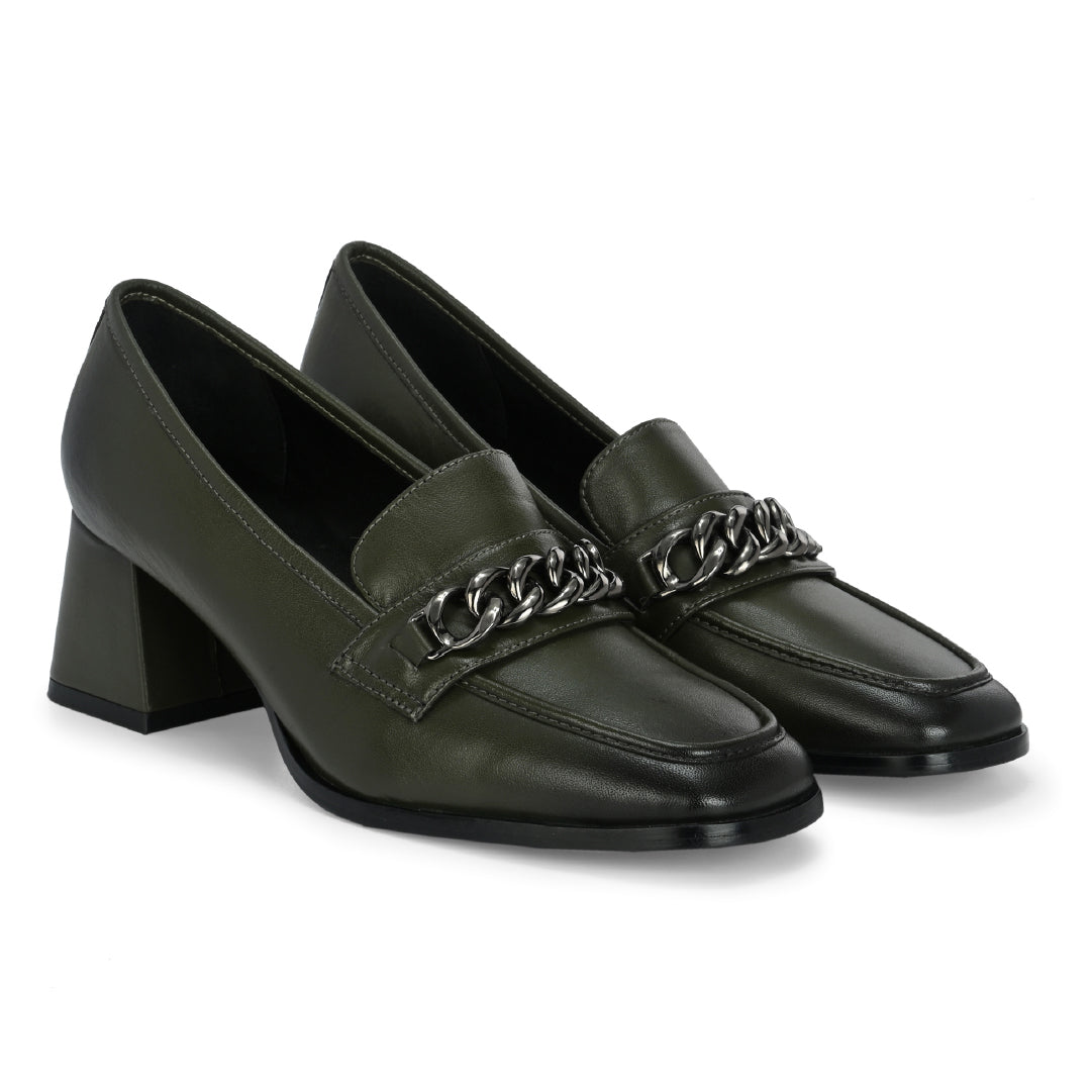 Chic Leather Block Heels