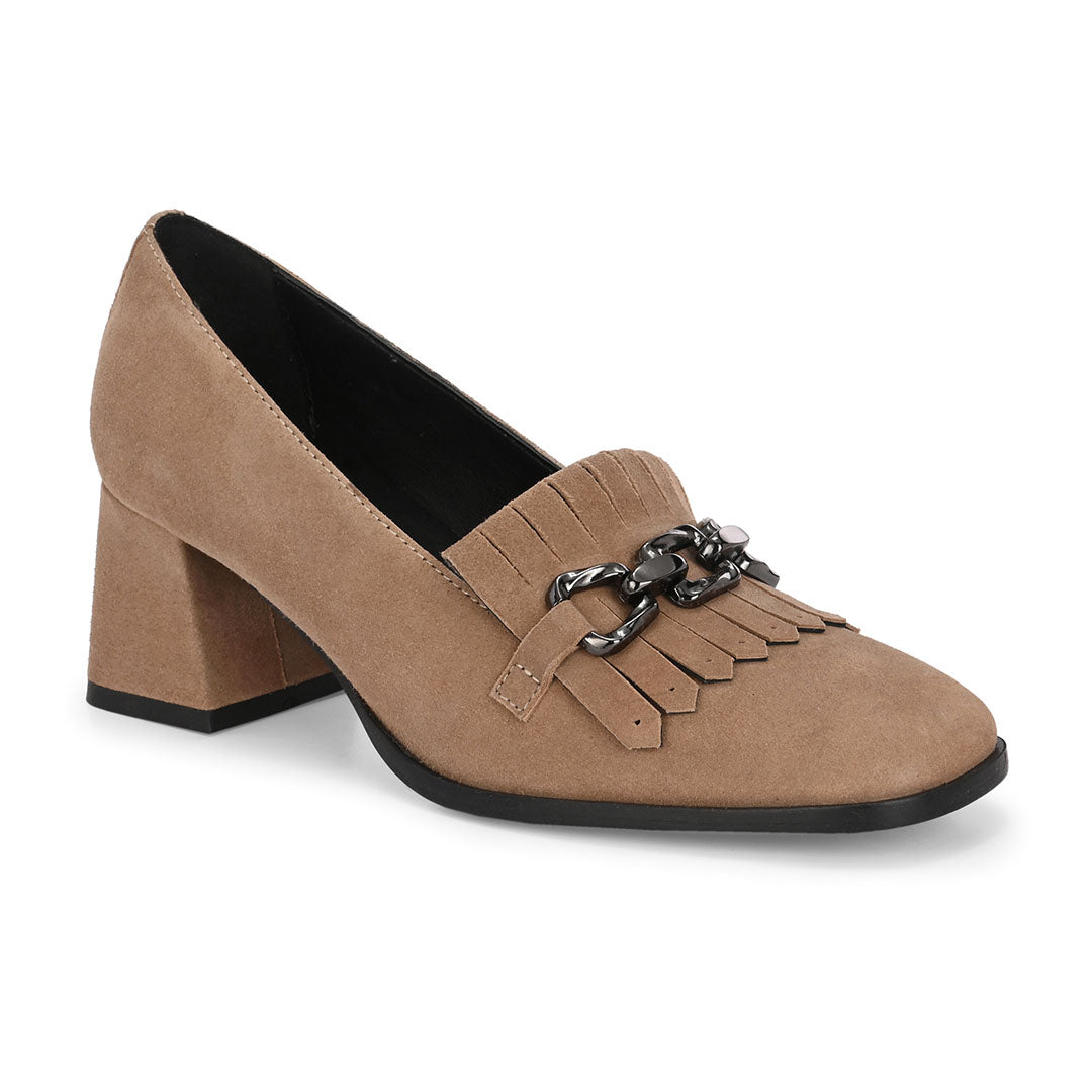 Luxe Suede Leather Block Heels