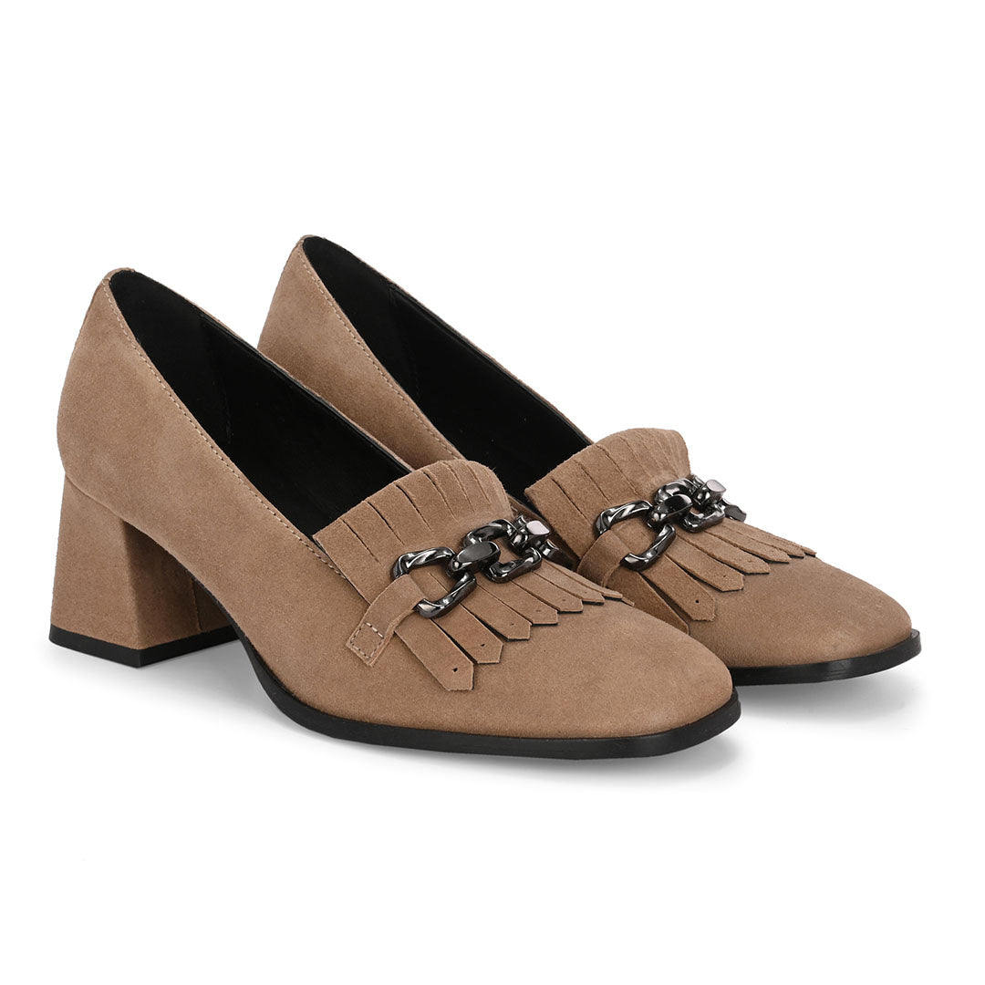 Luxe Suede Leather Block Heels