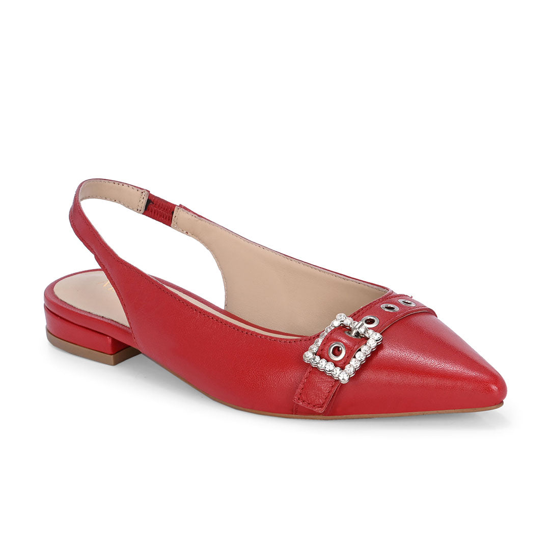 Dazzle Leather Stud Buckle Heels