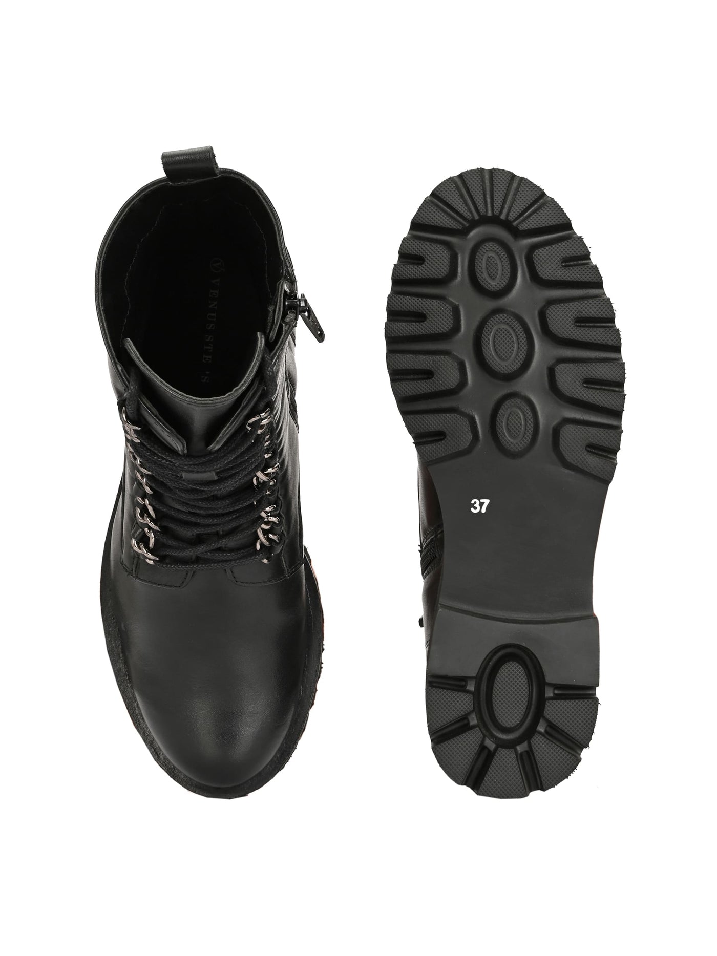 Aspen Black Leather Lace Up Boots