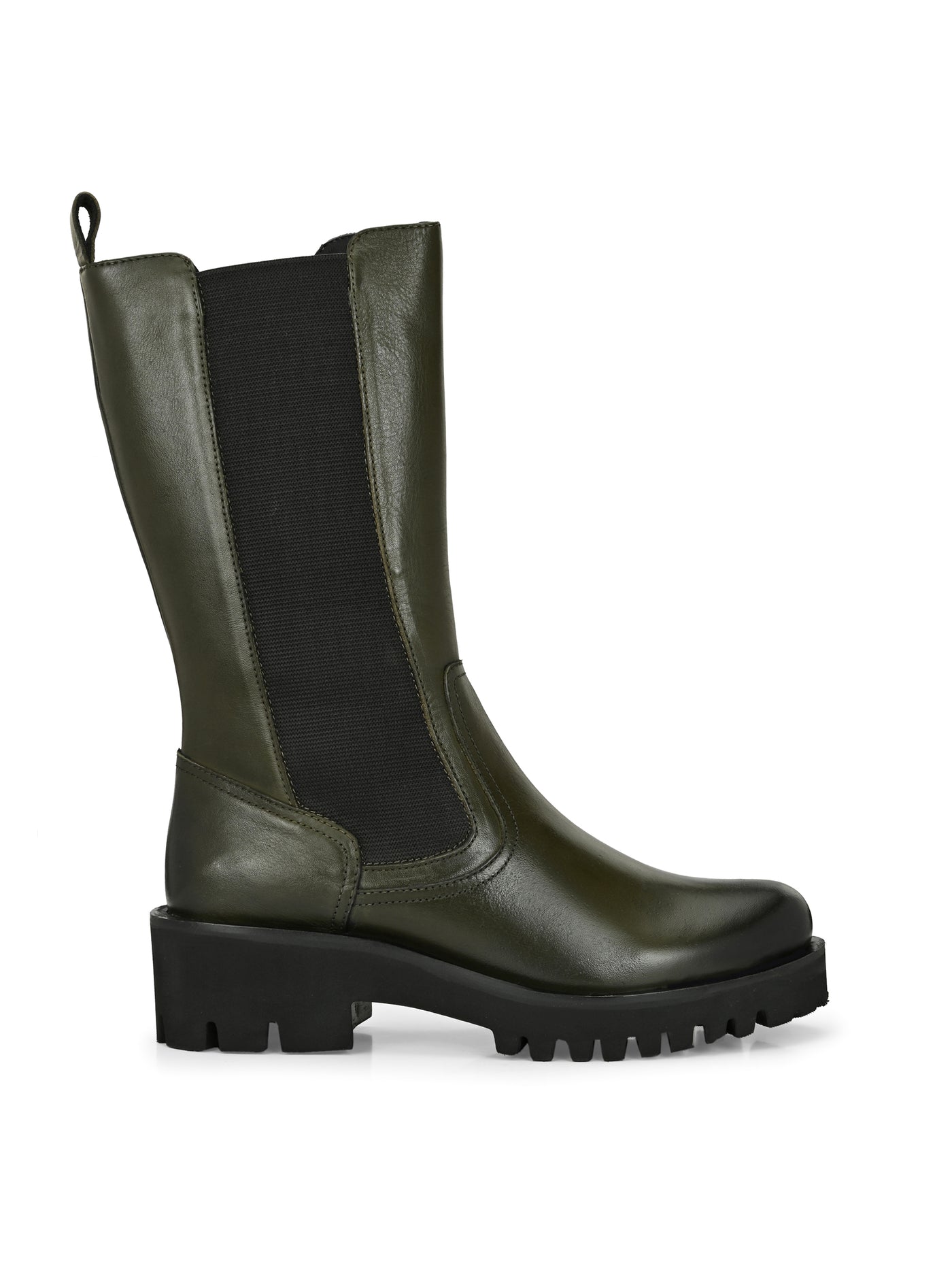 Fable Olive Leather Mid High Boots