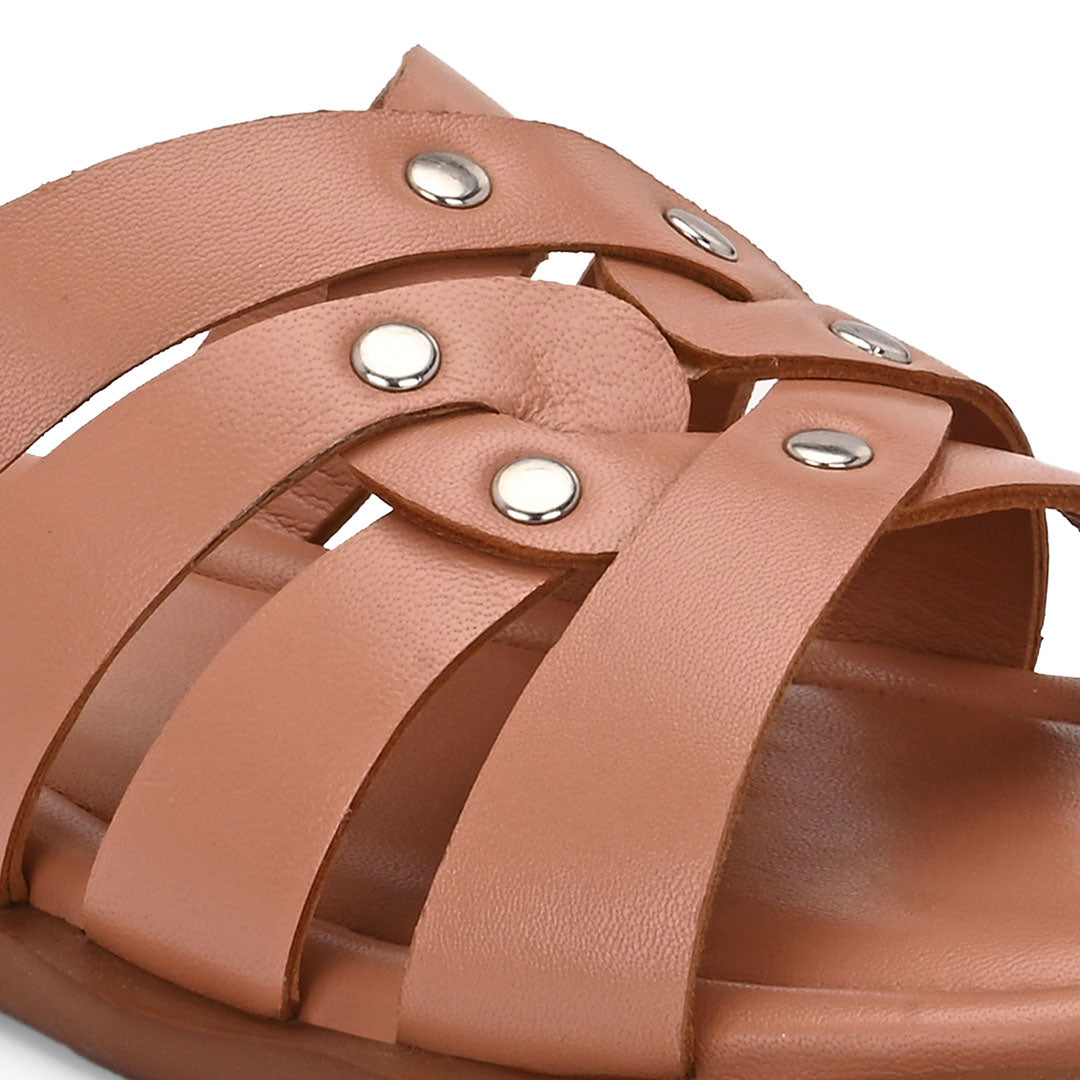 Ivy Leather Stud Flats