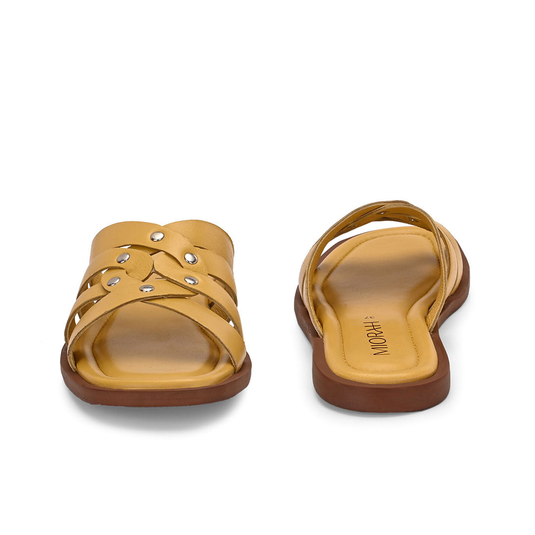 Ivy Leather Stud Flats