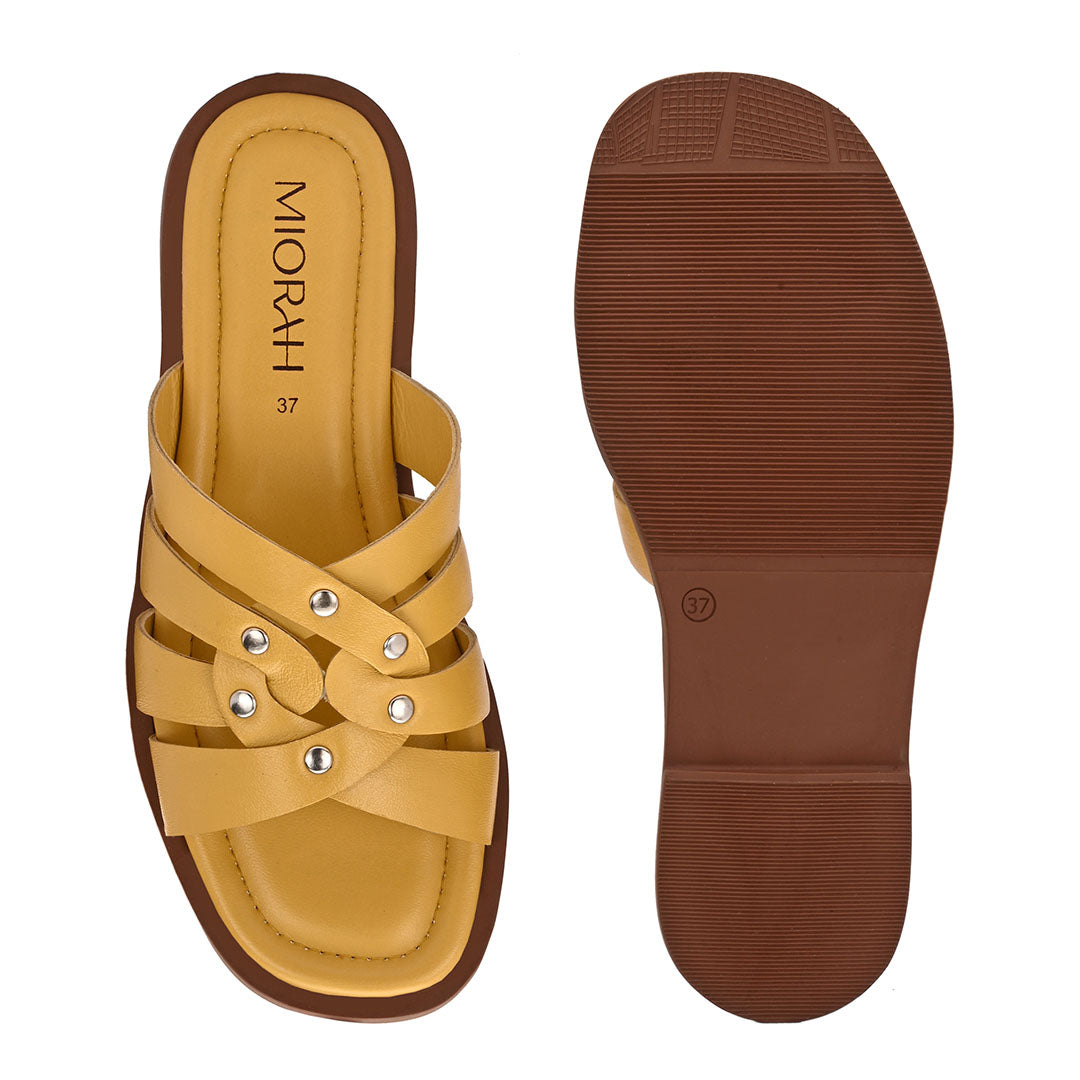 Ivy Leather Stud Flats