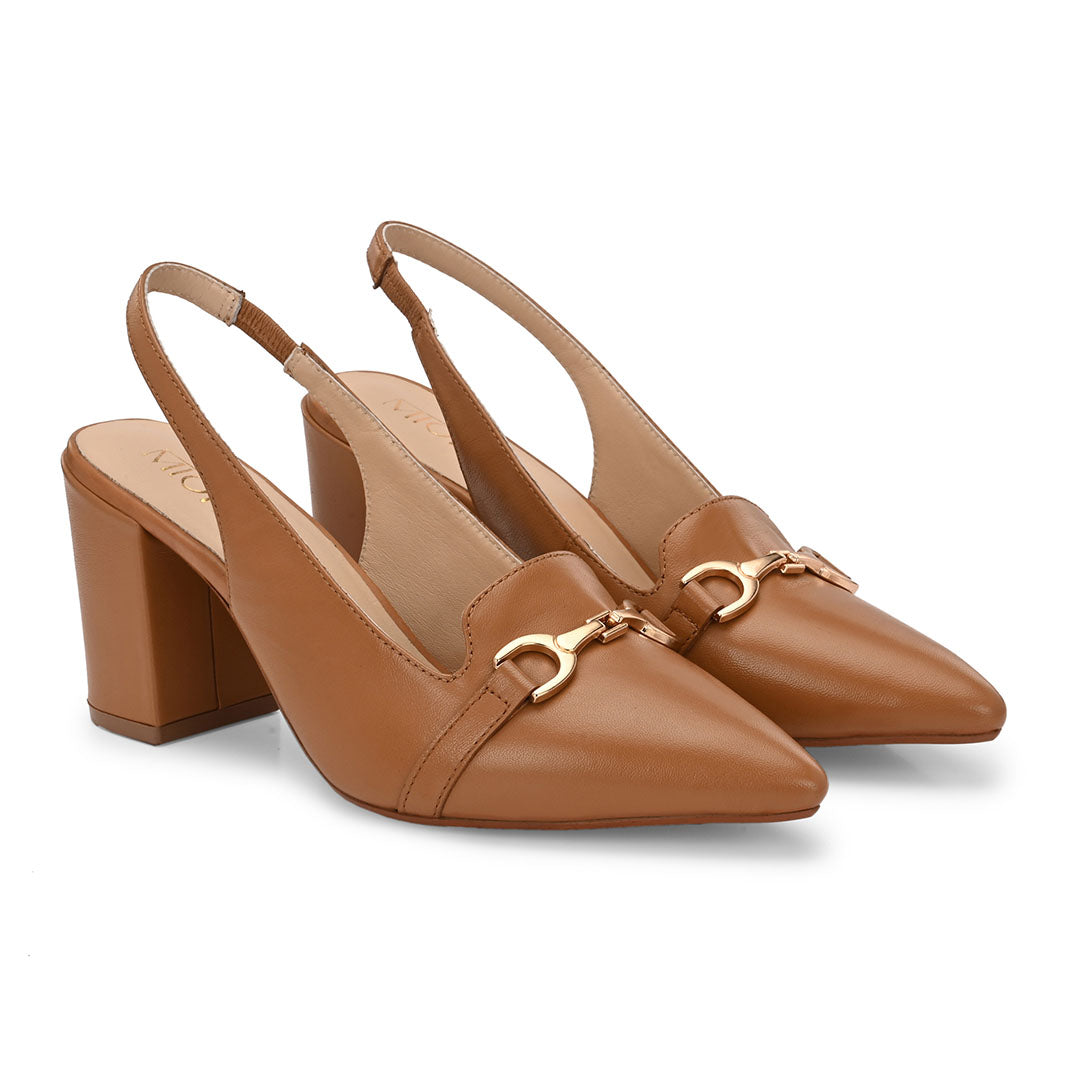 Elena Leather Block Heels