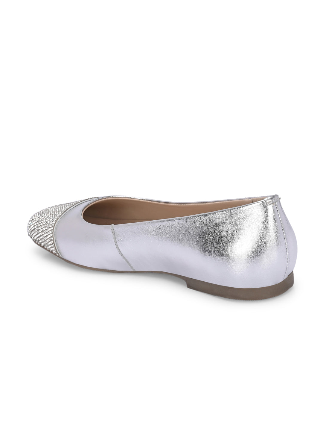 Charm Metallic Leather Stud Ballerines