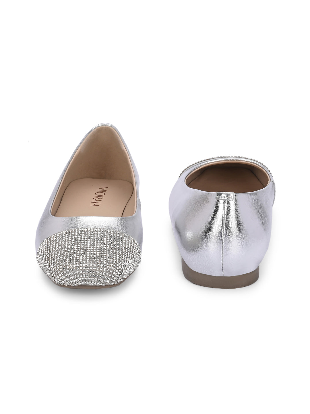 Charm Metallic Leather Stud Ballerines