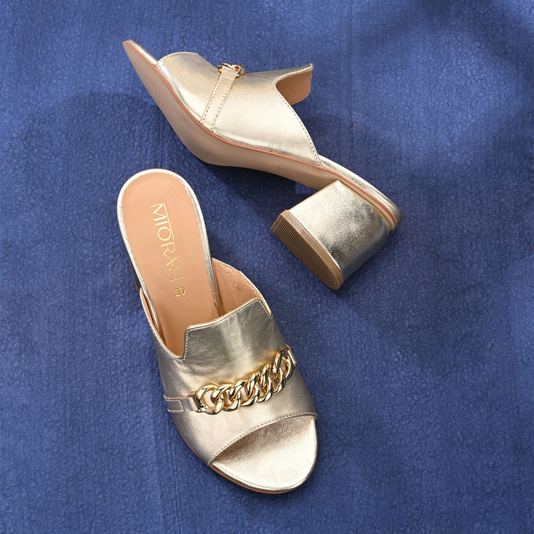 Elevate Metallic Leather Block Heels