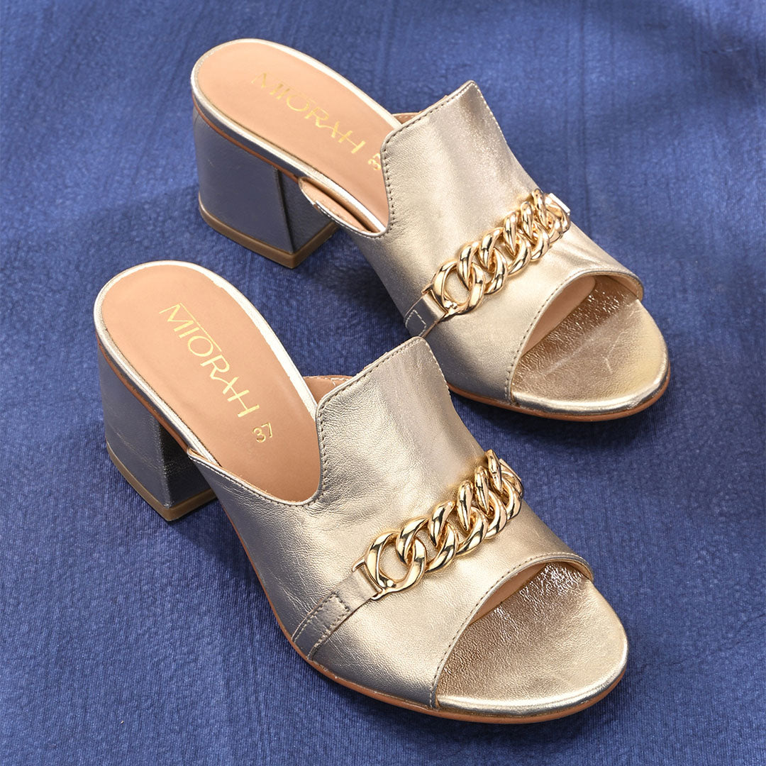 Elevate Metallic Leather Block Heels