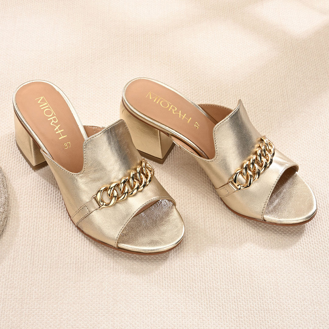 Elevate Metallic Leather Block Heels