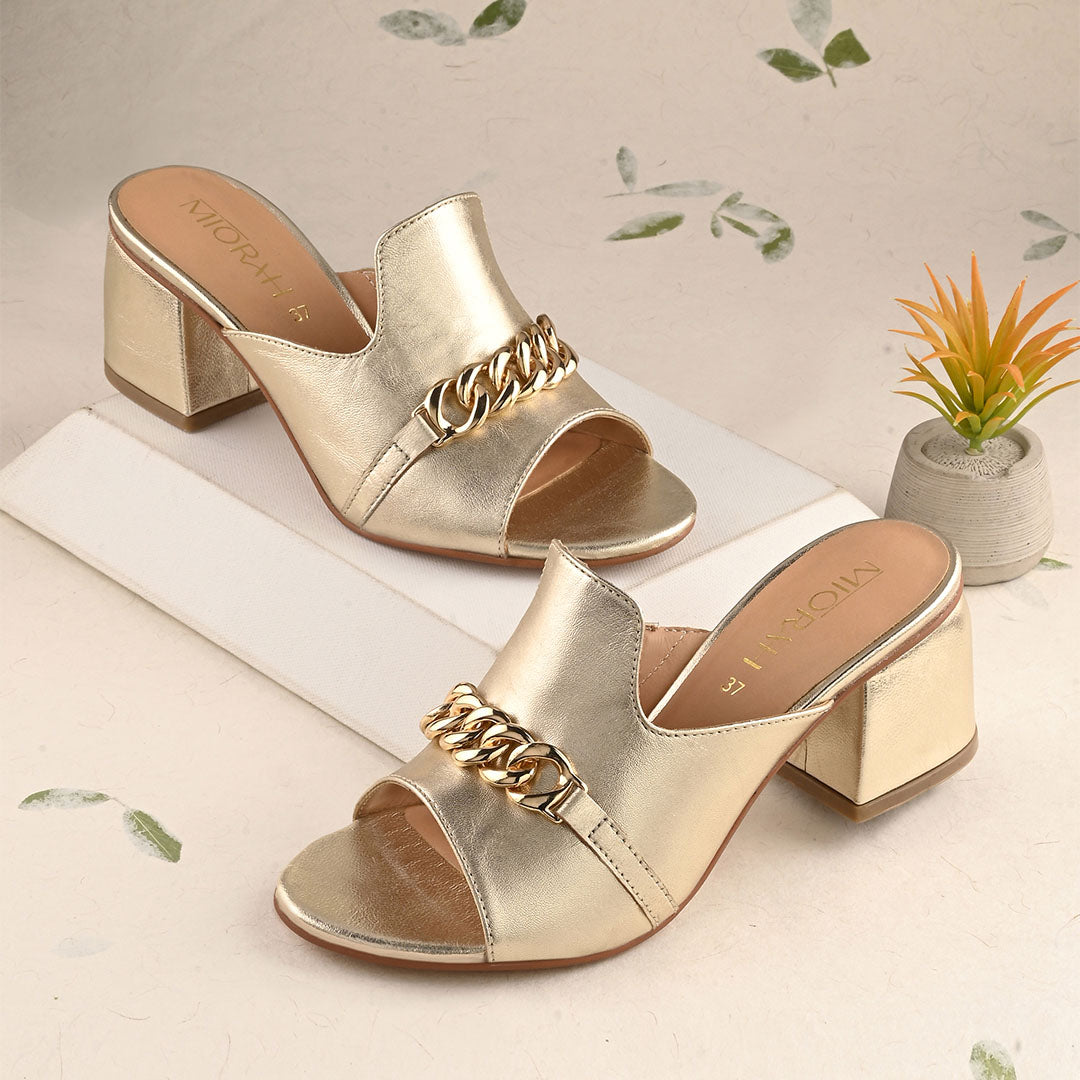 Elevate Metallic Leather Block Heels
